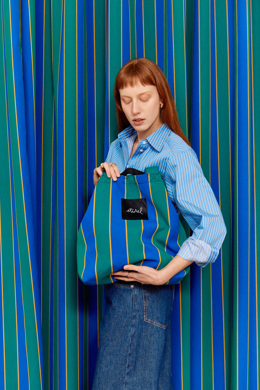Eturel Bolso tote lona toldo rayas