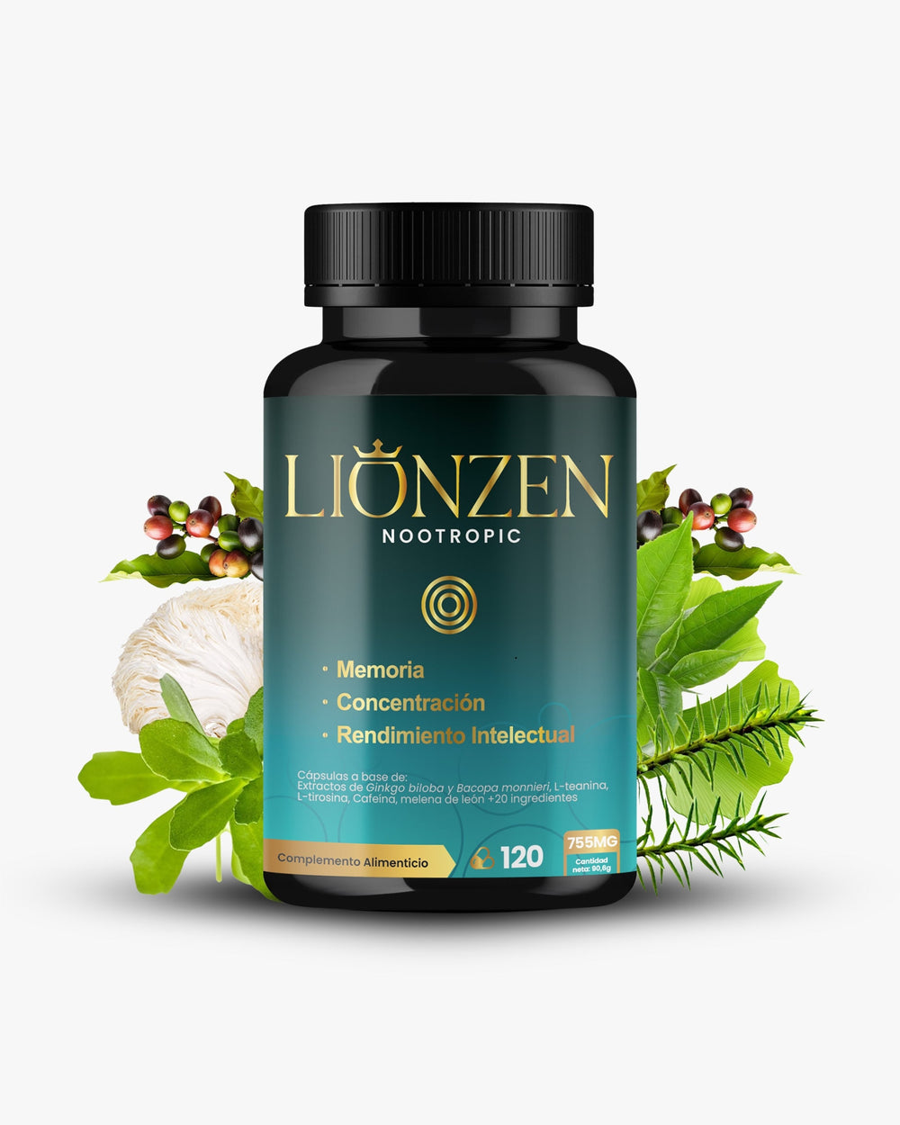 Lionzen Nootropic memoria y concentración 120 cápsulas