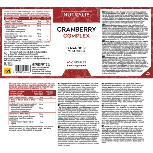 Nutralie American Cranberry com Vitamina C e D-Manose Cistite 60 cápsulas