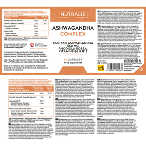 Nutralie Ashwagandha com Vitamina B6 + B12 e Rhodiola para a Ansiedade 60 cápsulas