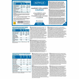 Nutralie Colágeno Marino Complex Ácido Hialurónico Vit E y B12 Piel 60 cápsulas