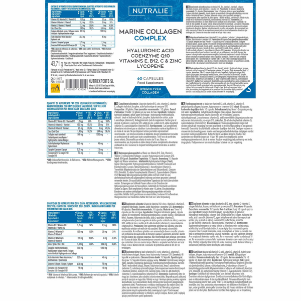 Nutralie Colágeno Marino Complex Ácido Hialurónico Vit E y B12 Piel 60 cápsulas