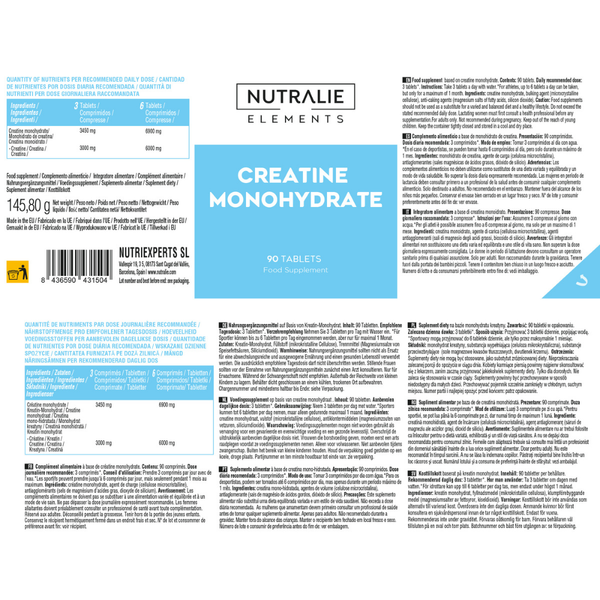 Nutralie Creatina Monohidratada 6000 mg Músculos y Fuerza 90 Comprimidos