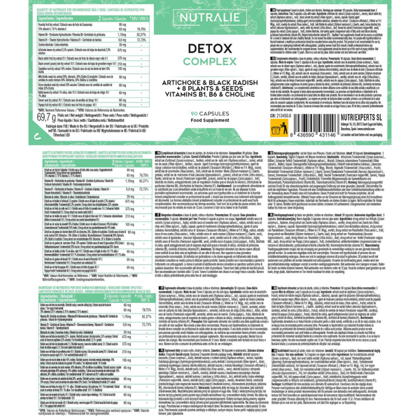 Nutralie Detox Complex + B1 + B6 + Colina Depurativo y Diurético 90 cápsulas