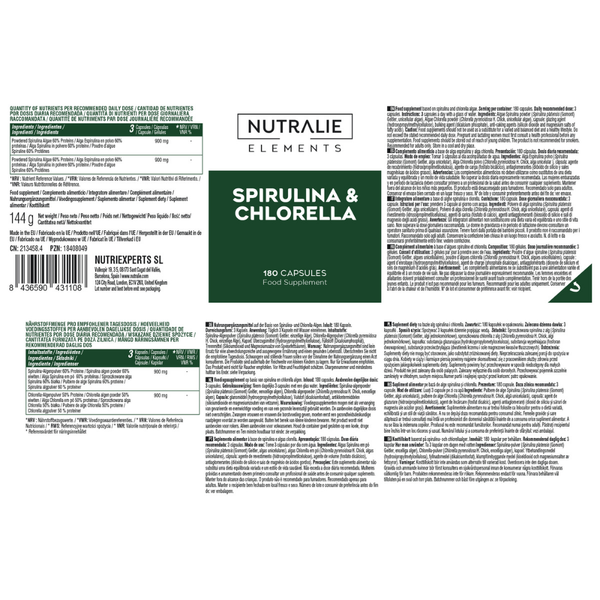 Nutralie Espirulina & Chlorella 1800 mg aumenta Energía y Fuerza 180 cápsulas