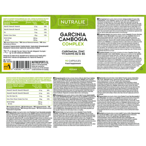 Nutralie Garcinia Cambogia con B2 + B6 + Cromo y Zinc Quemagrasas 90 cápsulas