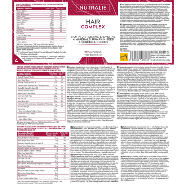 Nutralie Hair Complex + Biotina e L-Cisteína Vitaminas Capilar 90 cápsulas