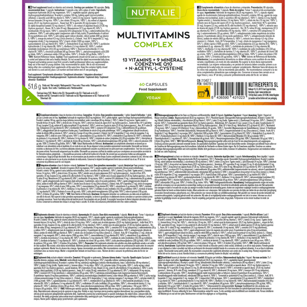 Nutralie Multivitamínico Complex con 29 Activos reducir la Fatiga 60 cápsulas