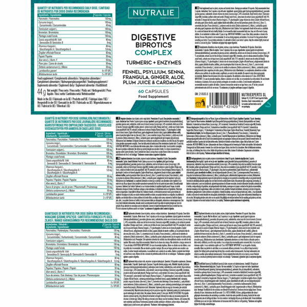 Nutralie Probiótico Digestivo Complex Cúrcuma + Enzimas Digestivas 60 cápsulas