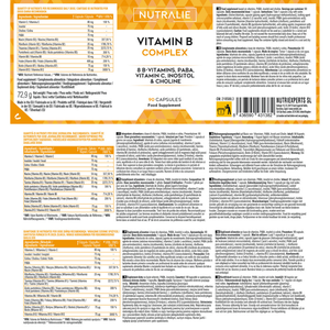 Nutralie Vitamina B Complex + Vit C + Colina + Inositol + PABA 90 cápsulas