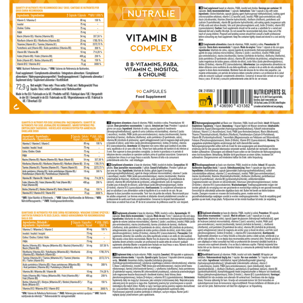Nutralie Vitamina B Complex + Vit C + Colina + Inositol + PABA 90 cápsulas