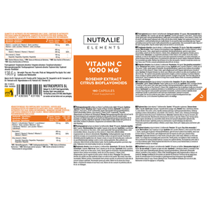 Nutralie Vitamina C 1000 mg com Rosa Mosqueta Fadiga e Defesas 180 cápsulas