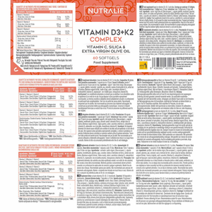 Nutralie Complexo Vitamina D3+K2 10000 UI + Vit C Músculos e Ossos 60 Cápsulas Softgel