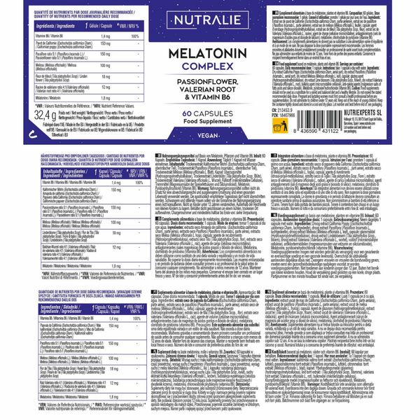 Nutralie Melatonina + Pasiflora + B6 y Raíz Valeriana Dormir Bien 60 cápsulas