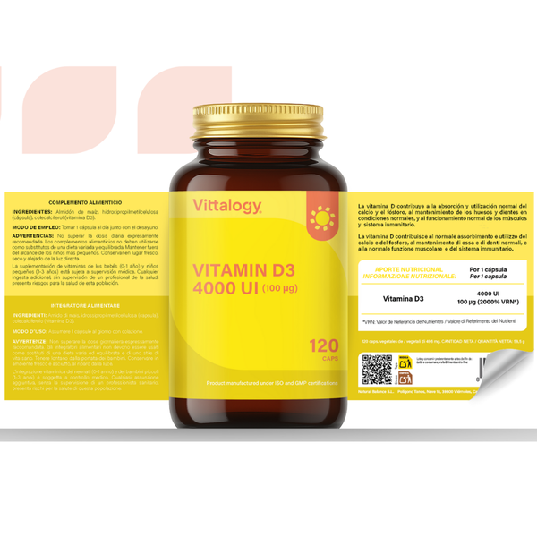 Vittalogy Vitamina D3 120 cápsulas