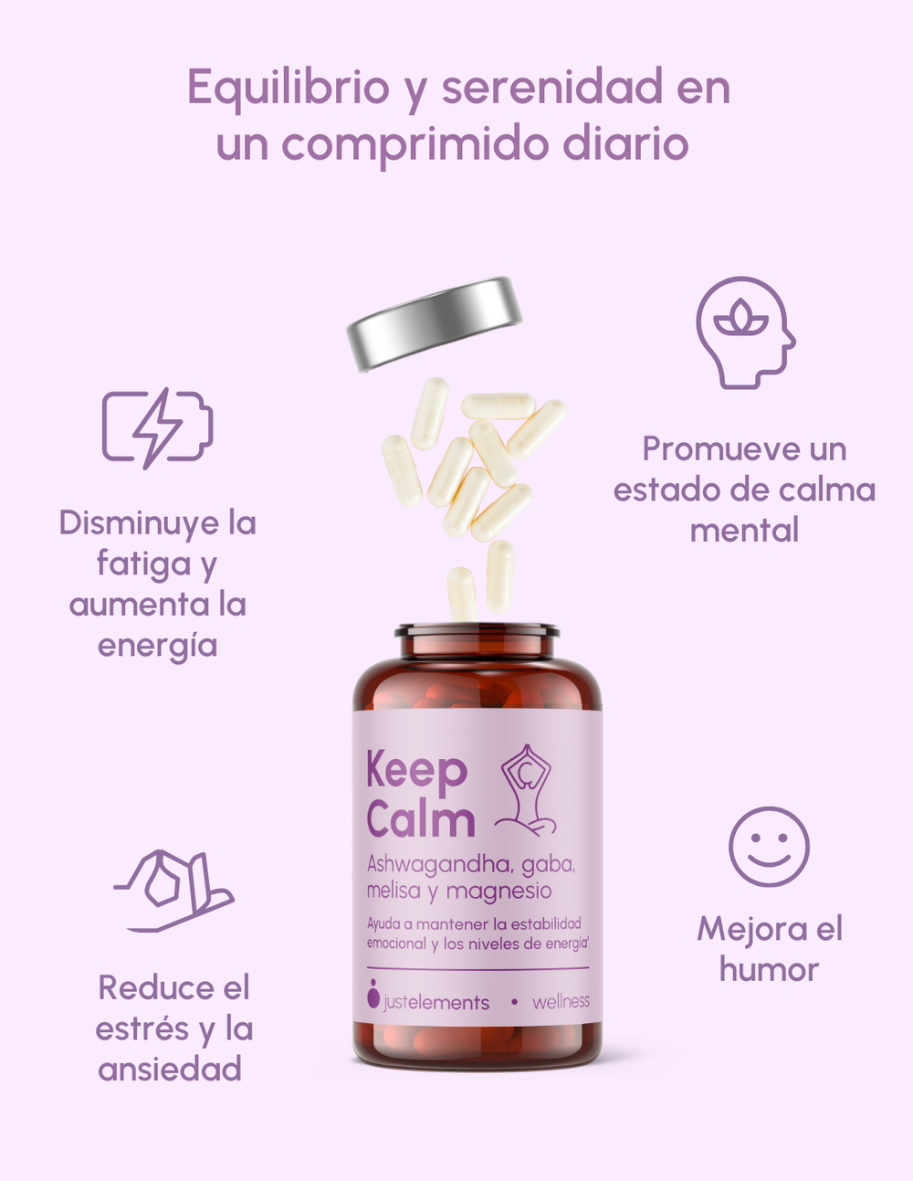 Ashwagandha mit Magnesium Keep Calm Just Elements 60 Kapseln