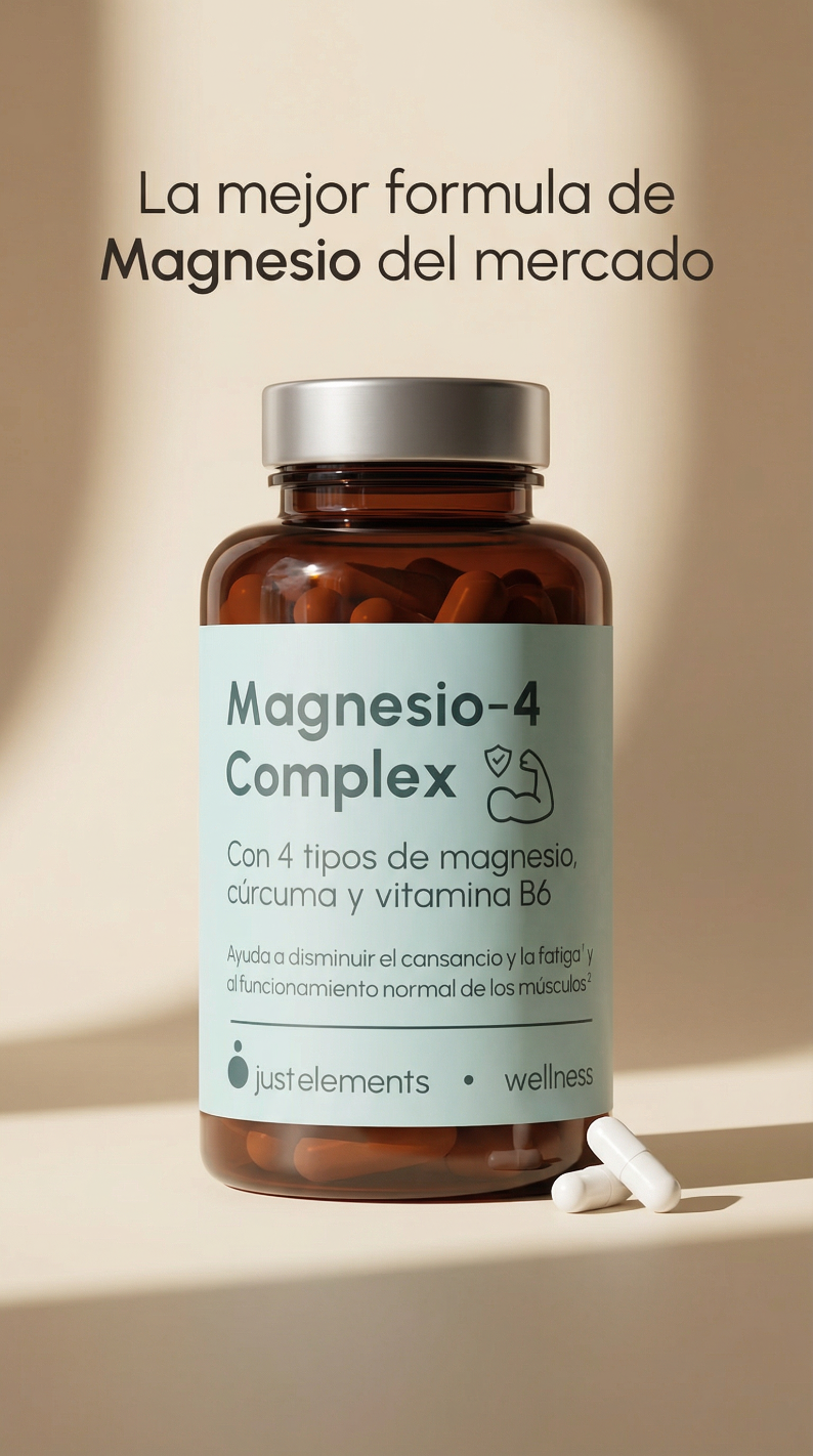 Just Elements Wellness Magnesio 4 Complex con Cúrcuma y Vitamina B6 120 cápsulas
