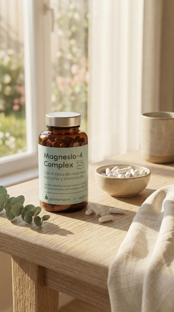 Magnesio 4 Complex con Cúrcuma y Vitamina B6 Just Elements Wellness 120 comprimidos