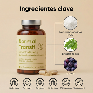Laxante Natural Normal Transit para Estreñimiento Just Elements Wellness 60 cápsulas