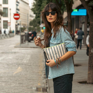 MyWander Grey Stripes Neceser de mujer
