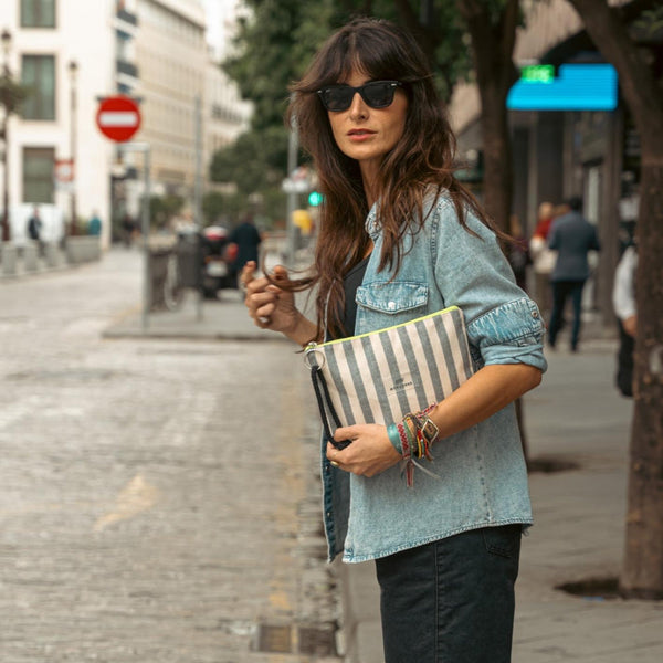 MyWander Grey Stripes Neceser de mujer