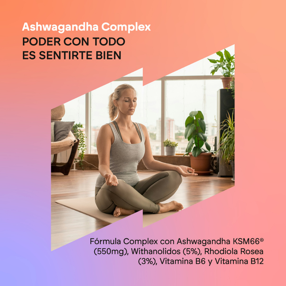 Nutralie Ashwagandha con Vitamina B6 + B12 y Rodiola para Ansiedad 60 cápsulas
