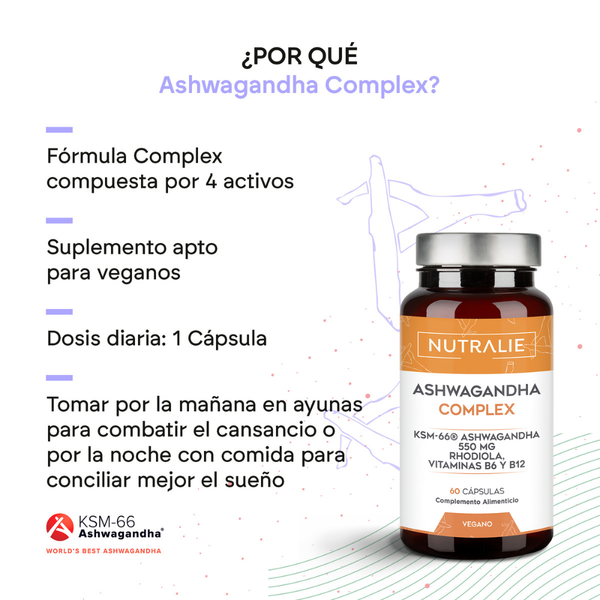 Nutralie Ashwagandha com Vitamina B6 + B12 e Rhodiola para a Ansiedade 60 cápsulas