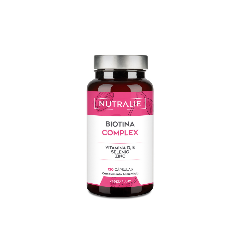 Nutralie Biotina Complex 10000 mcg con Vit D y E Pelo, Piel, Uñas 120 cápsulas