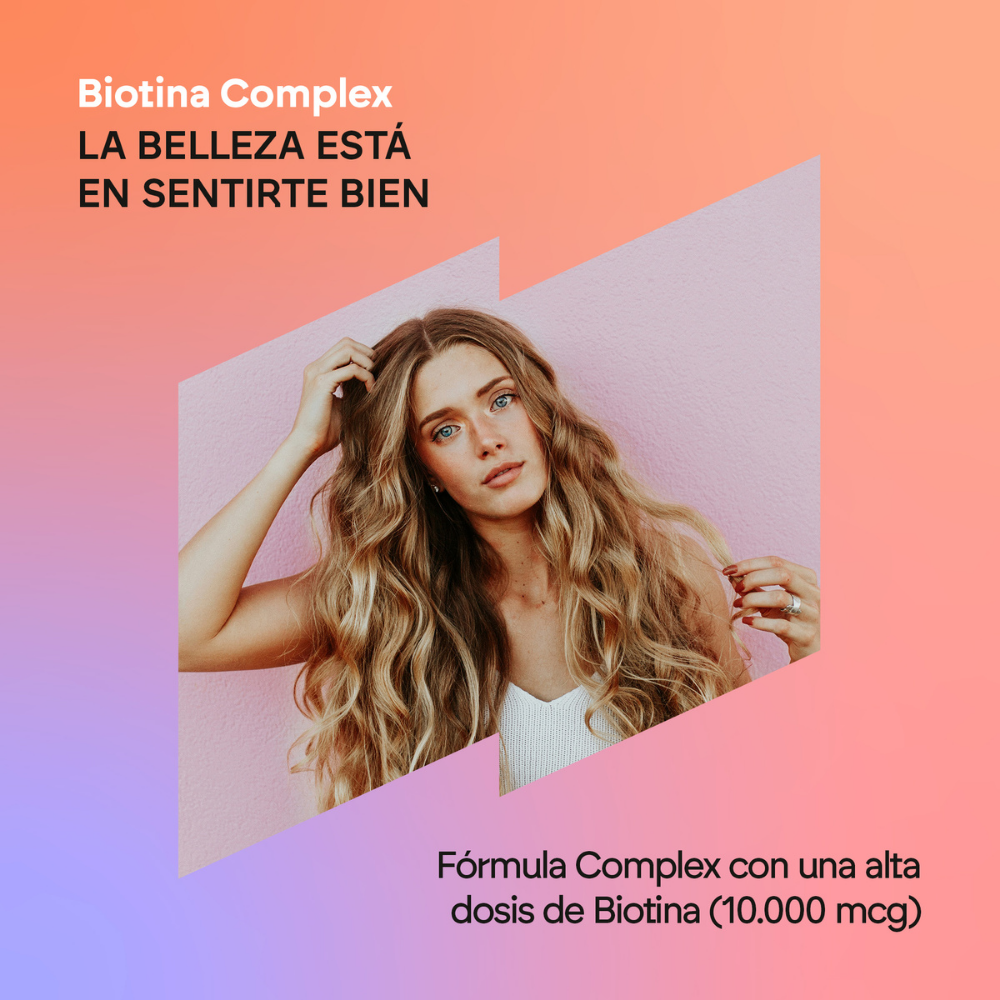 Nutralie Biotina Complex 10000 mcg con Vit D y E Pelo, Piel, Uñas 120 cápsulas