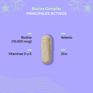 Nutralie Biotina Complex 10000 mcg con Vit D y E Pelo, Piel, Uñas 120 cápsulas