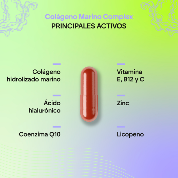 Nutralie Colágeno Marino Complex Ácido Hialurónico Vit E y B12 Piel 60 cápsulas