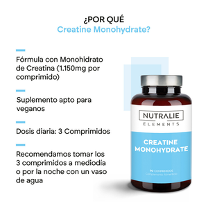Nutralie Creatina Monohidratada 6000 mg Músculos y Fuerza 90 Comprimidos