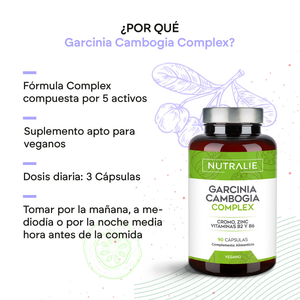 Nutralie Garcinia Cambogia con B2 + B6 + Cromo y Zinc Quemagrasas 90 cápsulas