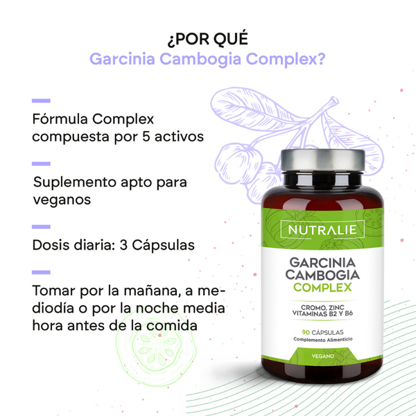 Nutralie Garcinia Cambogia con B2 + B6 + Cromo y Zinc Quemagrasas 90 cápsulas