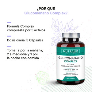 Nutralie Glucomanano con Colina + Vit B3 + D3 para Pérdida Peso 120 cápsulas