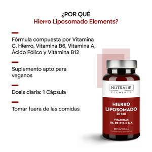 Nutralie Hierro Liposomado 30 mg + B6 + B12 Cansancio y Fatiga 60 cápsulas