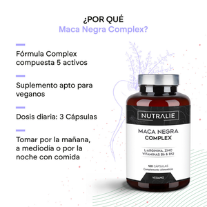 Nutralie Maca Negra Complex 24.000 mg con B6 y B12 Máxima Energía 120 cápsulas