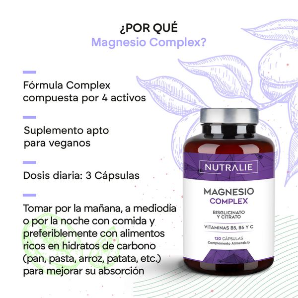 Nutralie Magnesio Complex Bisglicinato y Citrato para Energía 120 cápsulas