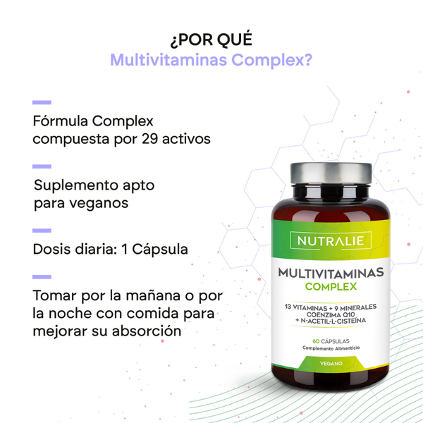 Nutralie Multivitamínico Complex con 29 Activos reducir la Fatiga 60 cápsulas