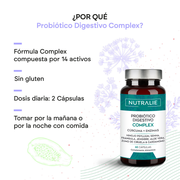 Nutralie Probiótico Digestivo Complex Cúrcuma + Enzimas Digestivas 60 cápsulas