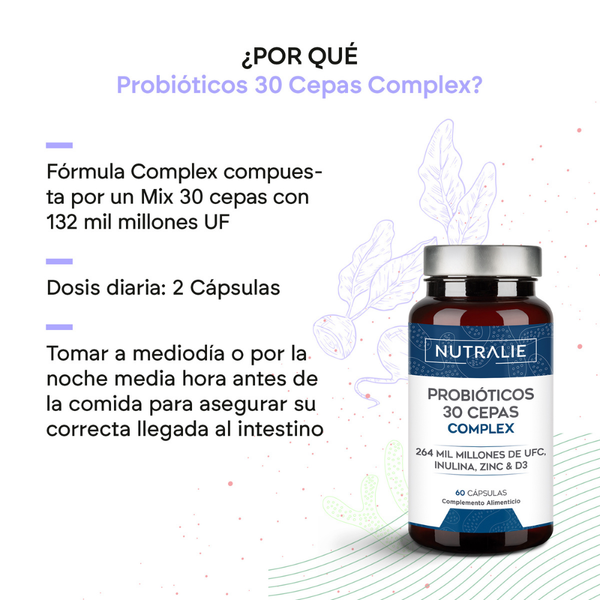 Nutralie Probioticos 30 Cepas 132 billones UFC Biprotics Defensas 60 cápsulas