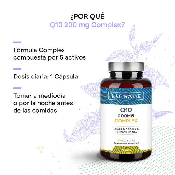 Nutralie Q10 Complex 250 mg con Vitamina C E y B2 Antioxidante 120 cápsulas