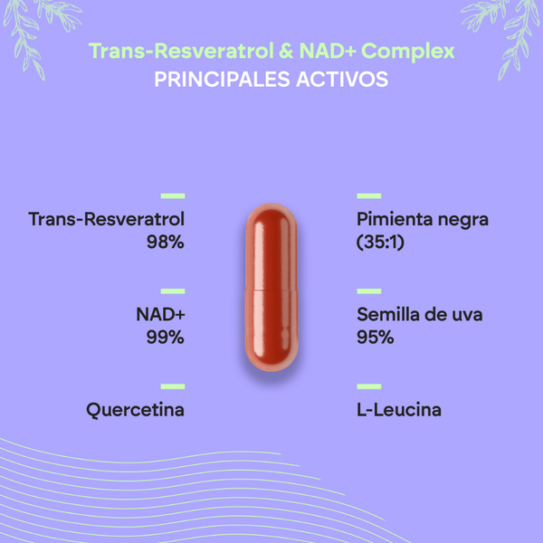 Nutralie Trans Resveratrol y NAD+ Complex Antioxidante y Antiedad 60 cápsulas