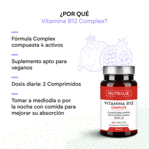 Nutralie Vitamin B12 Complex 2000 mcg reduz a fadiga 120 comprimidos