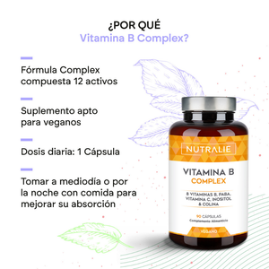 Nutralie Vitamina B Complex + Vit C + Colina + Inositol + PABA 90 cápsulas