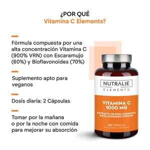 Nutralie Vitamina C 1000 mg com Rosa Mosqueta Fadiga e Defesas 180 cápsulas