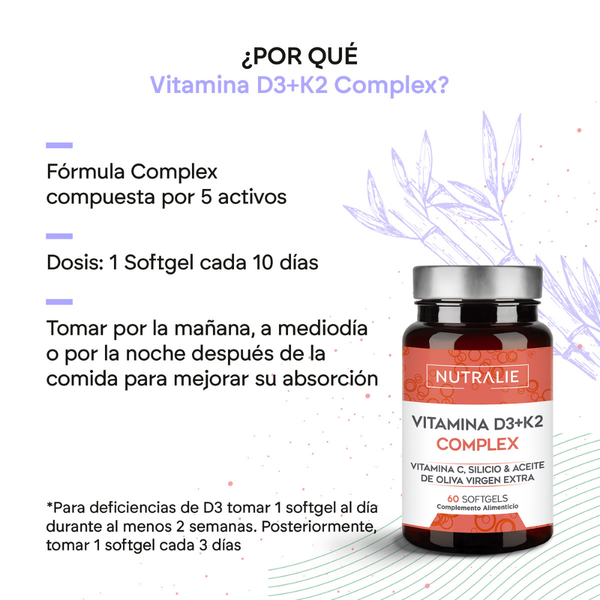 Nutralie Complexo Vitamina D3+K2 10000 UI + Vit C Músculos e Ossos 60 Cápsulas Softgel