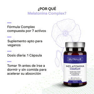 Nutralie Melatonina + Pasiflora + B6 y Raíz Valeriana Dormir Bien 60 cápsulas