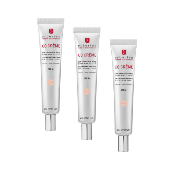 Pack de 3 Erborian CC Cream Base Maquillaje Hidratante Clair 40 ml