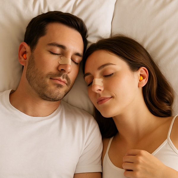Pareja durmiendo bien después de tomar melatonina Regular Sleep de Just Elements.